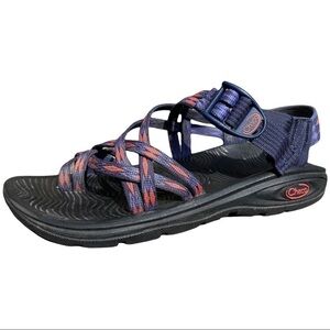Chaco Women's Zvolv X2 Athletic Sandal Volcanic Blue Orange Black 7